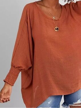 Wilfred Rust Oversized Poncho-Inspired Dolman Top